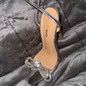 Tied Together Embellished Heels - NUDE METALIC